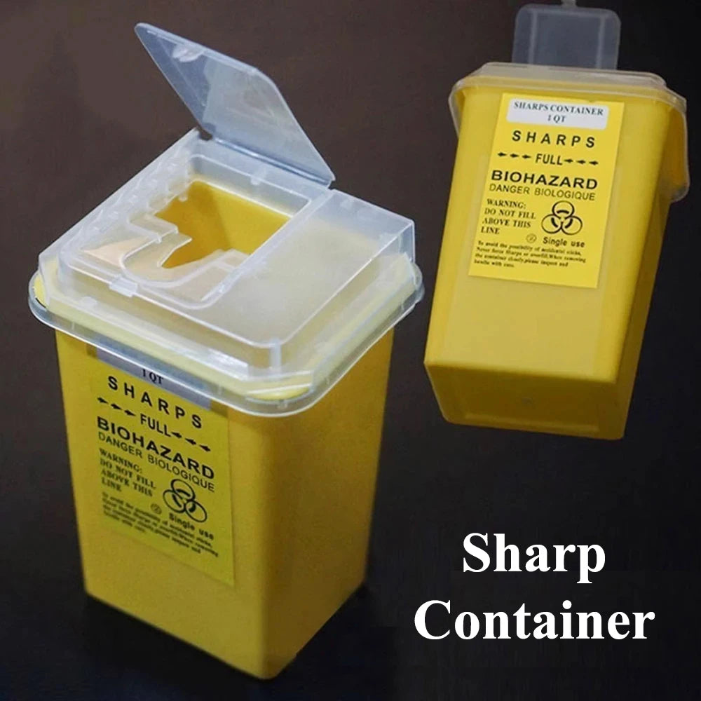 1L Plastic Tattoo Waste Box Medical Supplies Sharp Container Disposable Microblading Sharps Needle Tips Accessories - Sun Studio