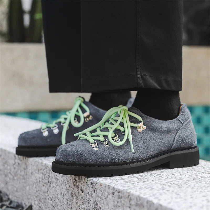 Fashion Mens Casual Leather Shoes Men Trendy Designer Style Derby Shoe Men's Lace-up Flats - Sun Studio