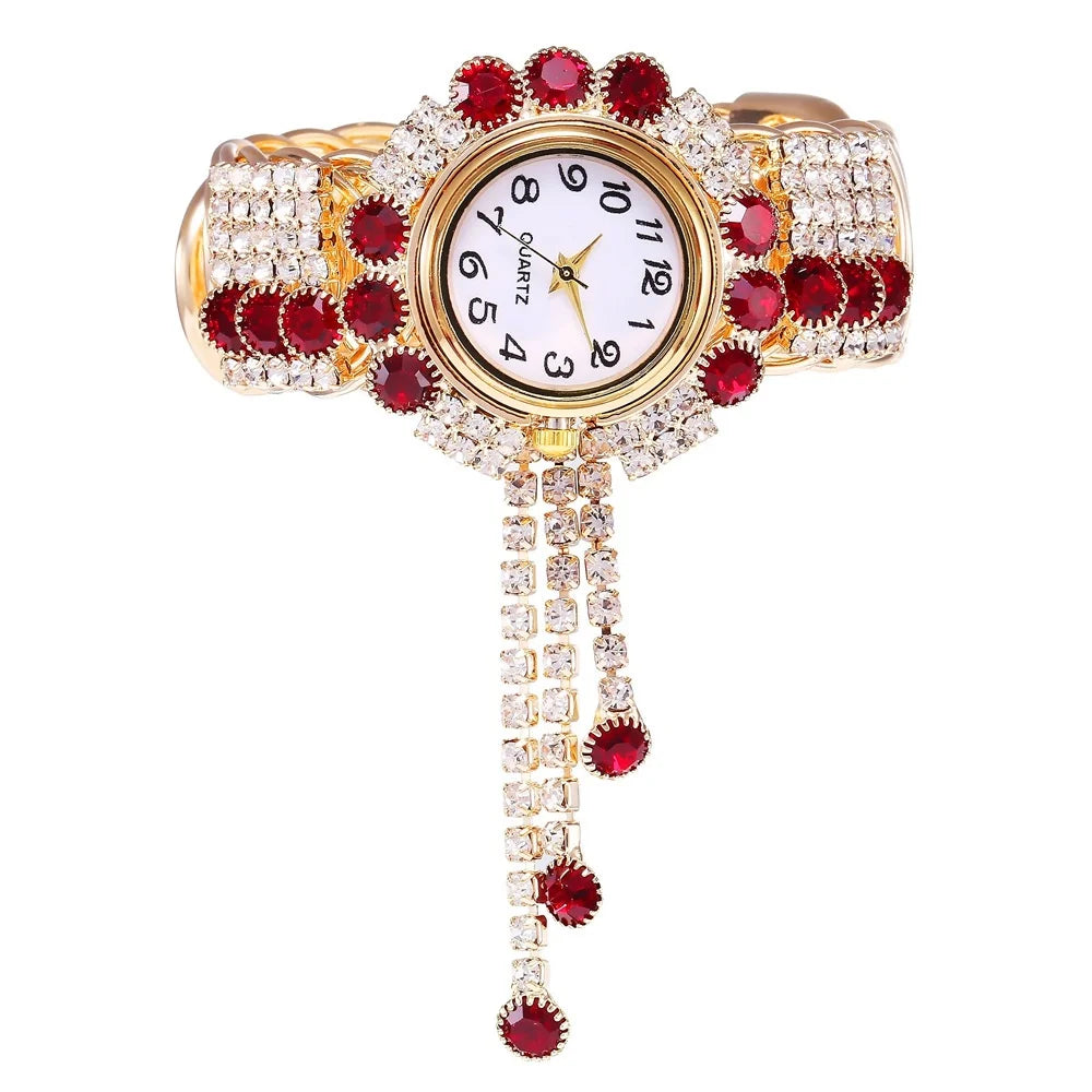 5PCS Luxury Rhinestone Women Watches Jewelry Set Fashion Adjustable Bangle Ladies Quartz Wristwatch Reloj Mujer（Without Box） - Sun Studio