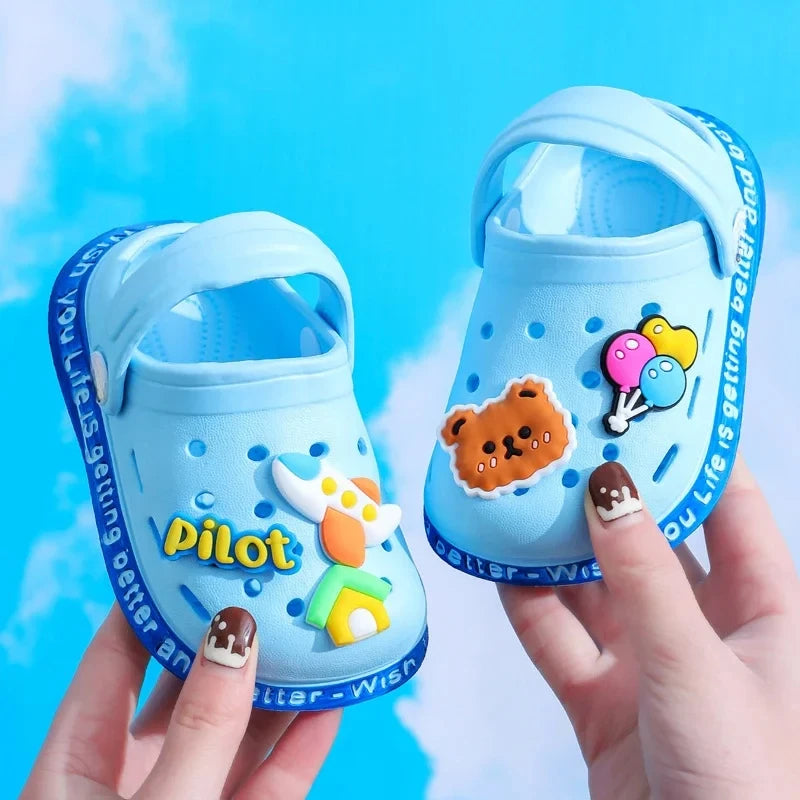 Summer Sandals For Girls Kids Baby Boys Girls Cartoon Baby Sandals Flat Heel Solid Soft Cartoon Slippers Children's Garden Shoes - Sun Studio