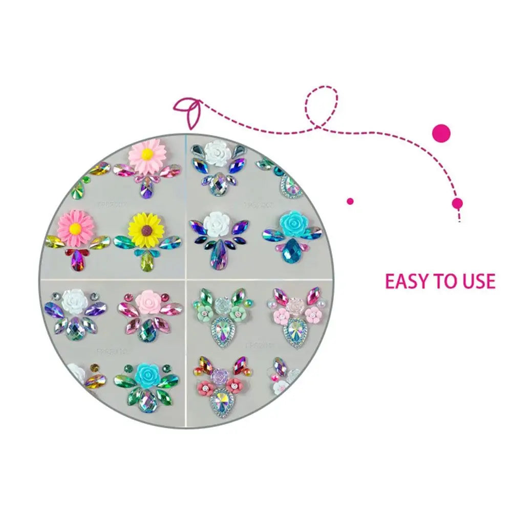 Adhesive Makeup Diamond Sticker DIY Temporary 3D Crystal Face Stickers Glitter Diamond Mask Rhinestone Tattoo Women - Sun Studio