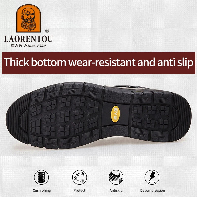 LAORENTOU genuine leather thick soled casual leather shoes for middle-aged and elderly fathers, oversized business shoes 66736 - Sun Studio