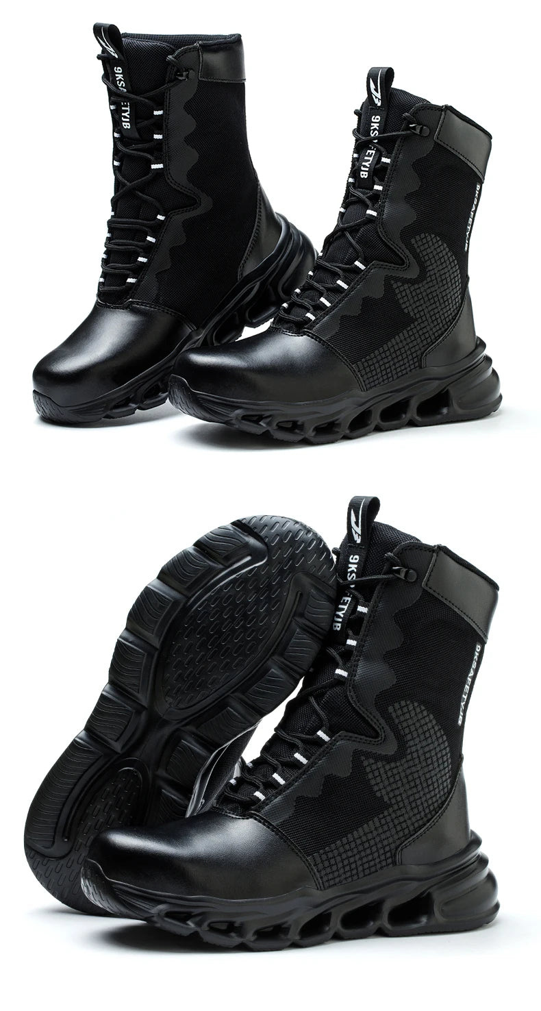 New Fashion 2024 Men Boots Safety Shoes Security Steel Toe Cap Military Boots Working Steel Toe Anti-Smashing Men's Work Boots - Sun Studio