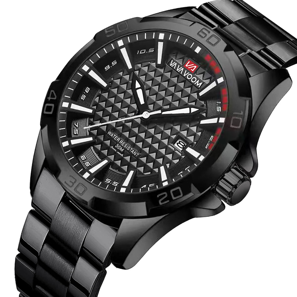 VA VA VOOM Mens Casual Sport Military Quartz Calendar Watches for Man Business Stainless Steel Waterproof Clock Relogio Masculin - Sun Studio