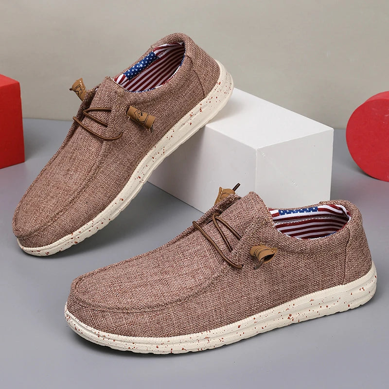 Men Casual Canvas Shoes Mens Loafers Breathable Slip on Flats Male Vulcanized Shoes Driving Shoes Plus Size 47 Walking Sneakers - Sun Studio