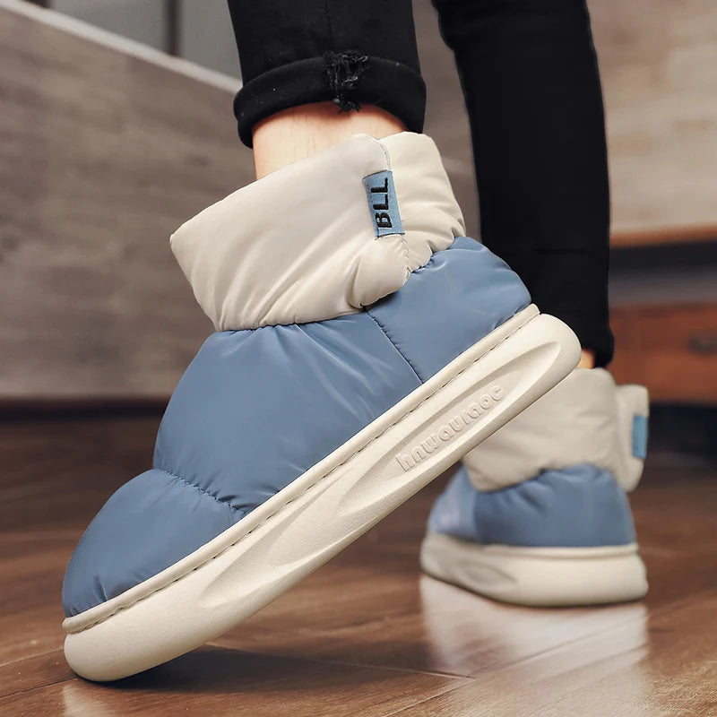 Outdoor Plush Warm Men's Snow Boots Winter Couple Cotton Shoes Down Non-Slip Waterproof Fashion Kids Shoes Slip on Soft Sneakers - Sun Studio