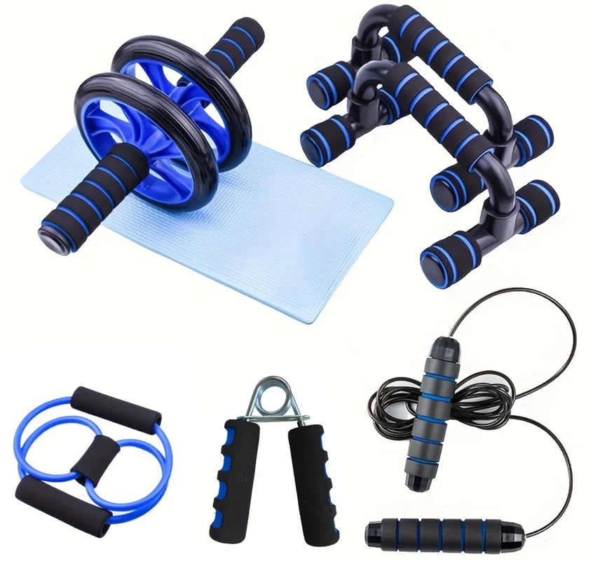 Abdominal Wheel Set Grip Push-up Bracket Abdominal Wheel Skipping Rope Combination Set Home Sports Fitness Workout Equipments - Sun Studio