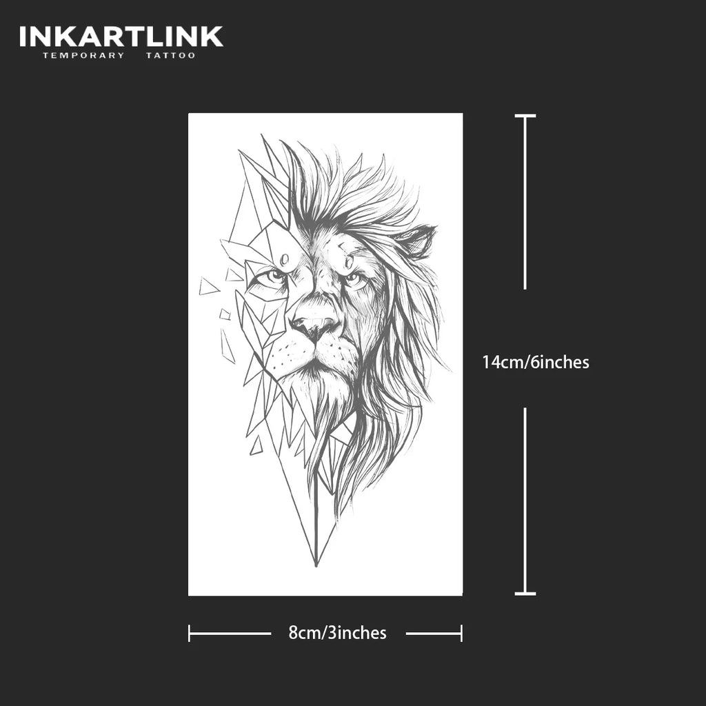 Lion Temporary Tattoo,Lasts To 15 Days New Technology Magic Waterproof Semi Permanent Sticker. - Sun Studio