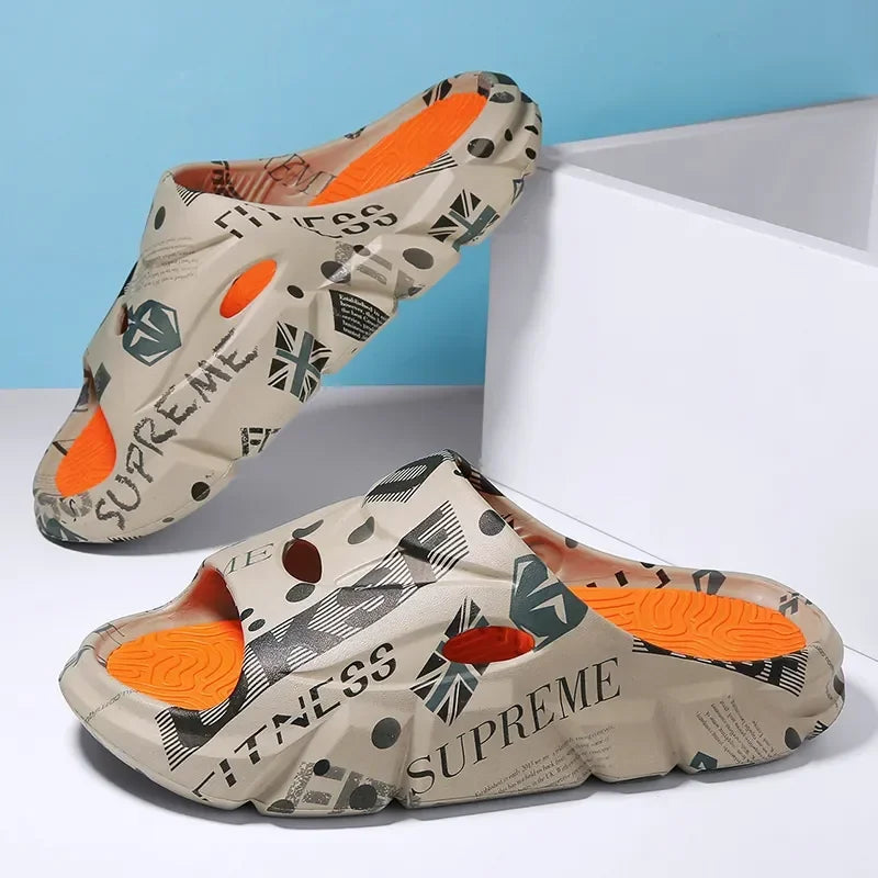 Original New Style Slippers Men's Sandals Summer Fashion Thick Bottom Anti-slip Slip-on Flip Flops Camouflage Beach Slides Shoes - Sun Studio