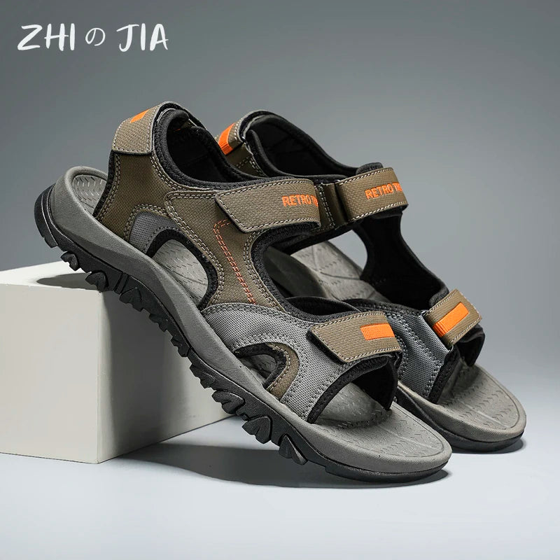 Summer New Sandals Men's Water Beach Breathable Quick Drying Shoes Comfortable Flat Bottom Non slip Sandals Driving Shoes - Sun Studio