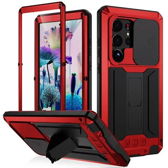 For Samsung S24 Ultra S25 Edge S23 S22 Plus Rugged Armor Aluminum Metal Phone Case Shockproof Cover Screw Bumper Screen Protect - Sun Studio