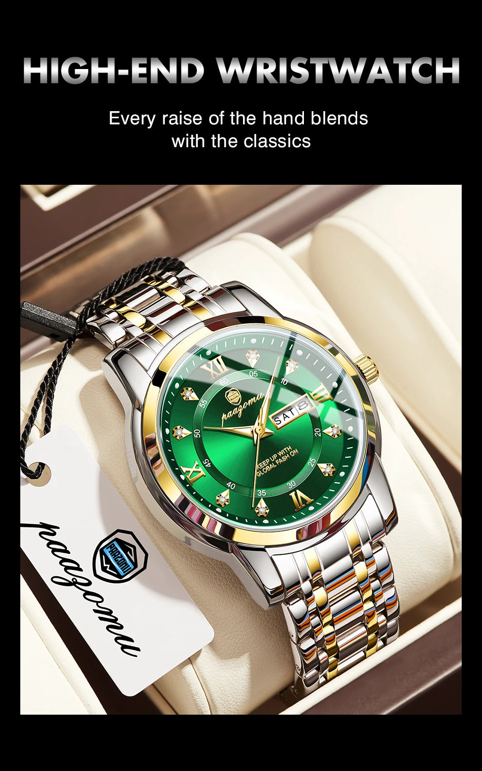 PAAZOMU Classic Casual Quartz Watch Men Women Waterproof Luminous Dial Business Dress Wristwatch Comfortable Watches Male+Box - Sun Studio