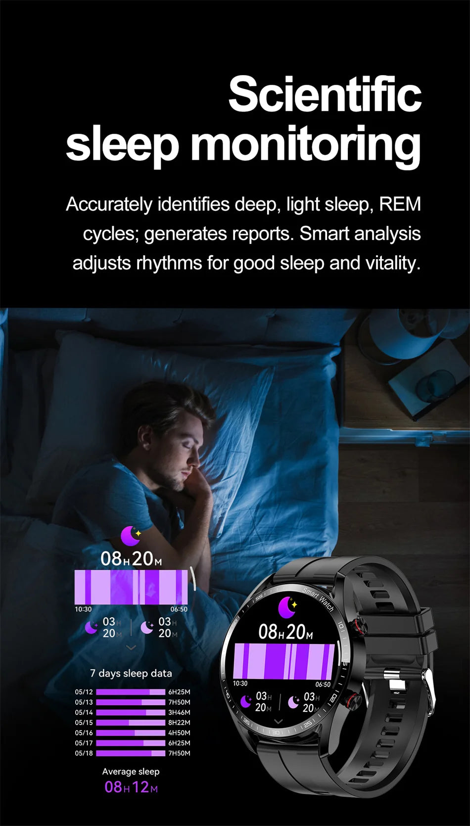 ChiBear New 1.53inch Bluetooth Call Smart Watch Men Multi-Sport Mode Heart Rate Health Monitoring Waterproof Business Smartwatch - Sun Studio