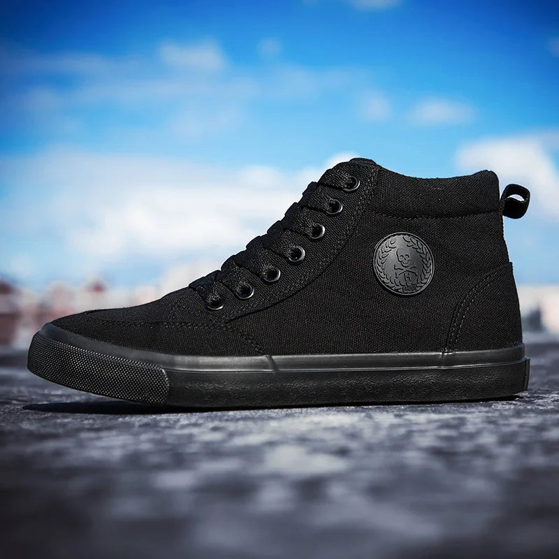 High Top Canvas Shoes Men Shoes Fashion Classics Casual Shoes Solid Color Lace Up Running Shoe High Quality Flat Male Sneakers - Sun Studio