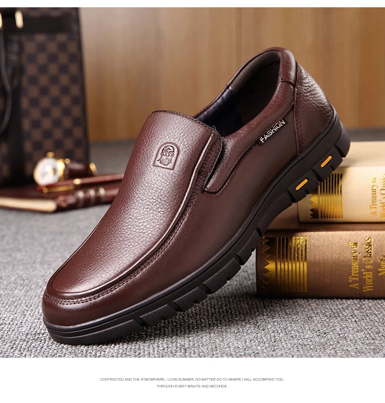 LAORENTOU genuine leather thick soled casual leather shoes for middle-aged and elderly fathers, oversized business shoes 66736 - Sun Studio