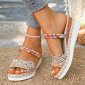 Summer Beach Vocation Bohemian Sandals Woman Wedge Heels Colorful Woven Platform Slippers Women Plus Size 43 Sandalias De Mujer - Sun Studio