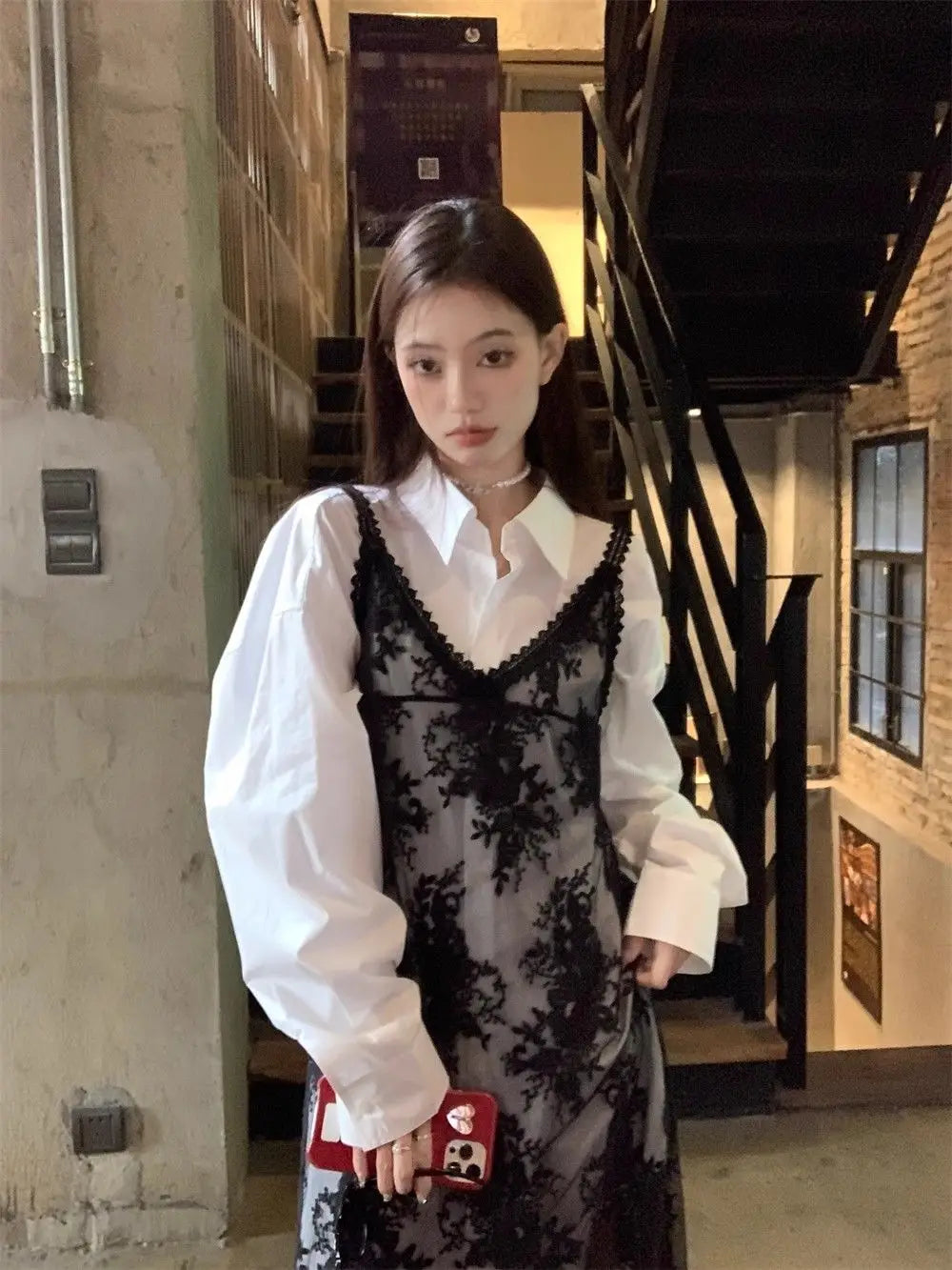 Solid Dresses Women Summer Girls Embroidery Lace Designed Korean Style Layering Streetwear Prevalent Attractive Leisure Trendy - Sun Studio