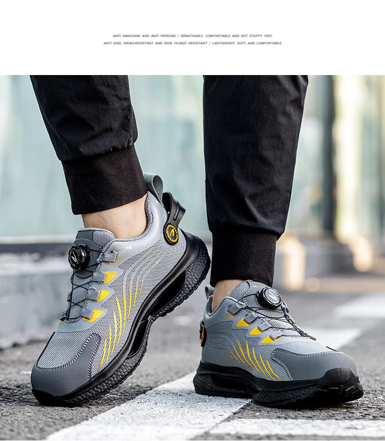 2026 Sicherheits Arbeitsschuhe Herren Drehknopf Arbeit Sneakers Unzerstörbare Schuhe Durchstichsichere Herren Sport Schuhe Stahlkappenschuhe