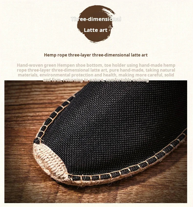 Women Sewing Flax Shoes Slip on Loafers Casual Shoes Man Espadrilles Hemp Canvas Flat Shoes Plus Size Fisherman Driving Footwear - Sun Studio