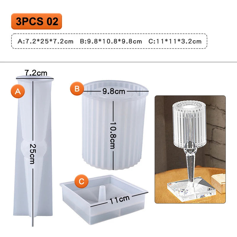 DIY Epoxy Resin Table Night Lamp Silicone Mold with Diamond Pattern Crystal Lamp Resin Mold Plant Pot Mold Home Decoration Craft - Sun Studio