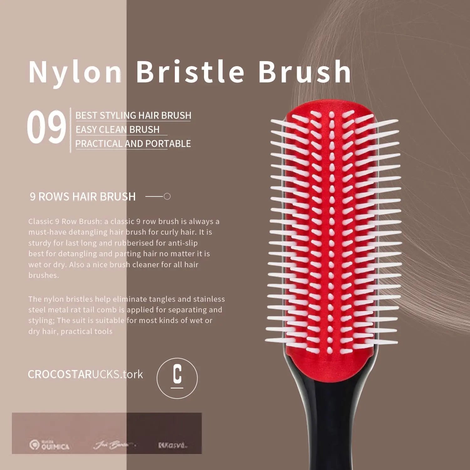 Hair Brush Comb Set with Spray Bottle & Scalp Massager, Wet Dry Curly Hair Detangling Kit, Wide Tooth Combs for Women Men - Sun Studio
