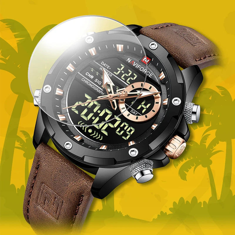 NAVIFORCE Digital Men Military Watch Waterproof Wristwatch LED Quartz Clock Sport Watch Male Big Watches Men Relogios Masculino - Sun Studio