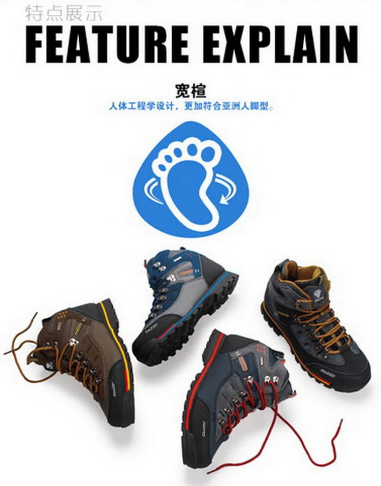 2026 High Gang Outdoor Hiking Shoes Men Winter Mountain Climbing Trekking Boots Top Quality Outdoor Fashion Casual Snow Boots - Sun Studio