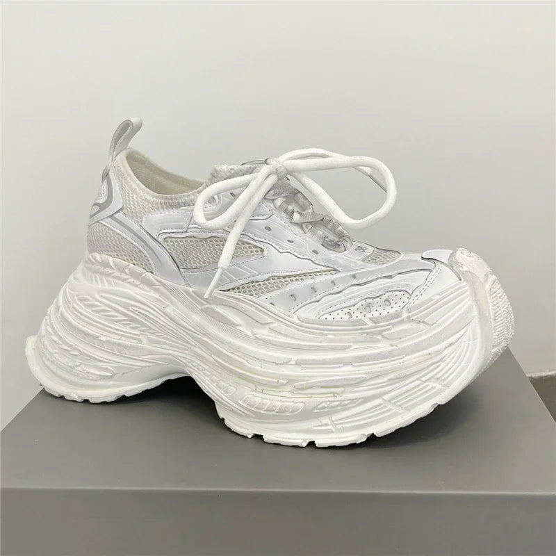 Thick Bottom Platform High Heel Casual Trainers Luxury Brand Designer Women Sneaker Mixed Color Runway Sport Shoes Large Size - Sun Studio