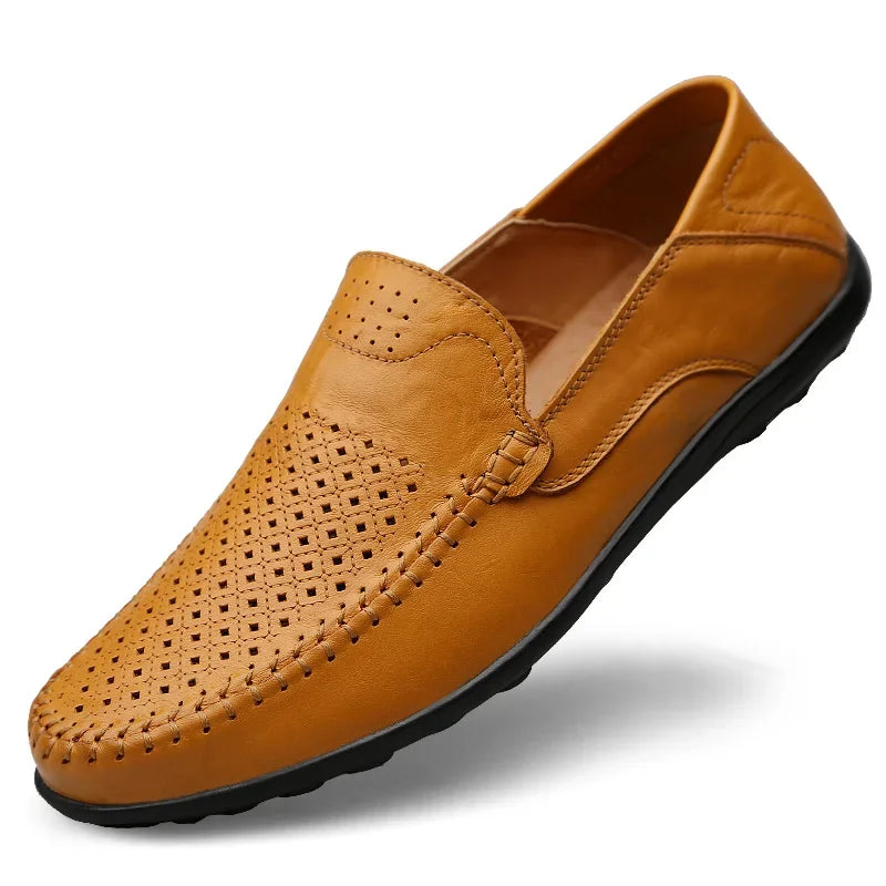 Echtes Leder Herren Freizeit Schuhe Luxusmarke Designer Herren Slipper Mokassins Atmungsaktive Schlupfschuhe Männliche Bootsschuhe Plus Größe 37-47