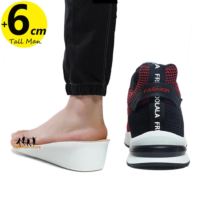 Men Sneakers Sports Lift  Height Increase Insole 6cm Mesh Plus Size 37-44 - Sun Studio