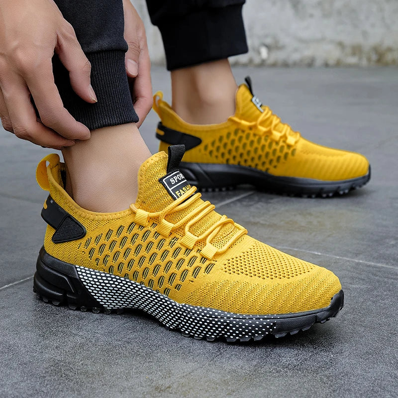 Sports Shoes for Men Breathable Mesh for Summer Youth Running Sports Leisure Flat Bottomed Fashionable Casual Lace Up Sneakers - Sun Studio