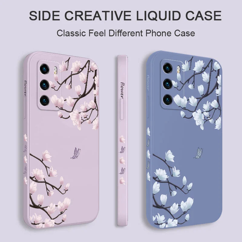 Tree Branch Phone Case For Huawei P40 P50 P30 P20 Pro Lite Nova 5t Y7A Mate 40 30 20 Pro Lite Liquid Silicone Cover - Sun Studio