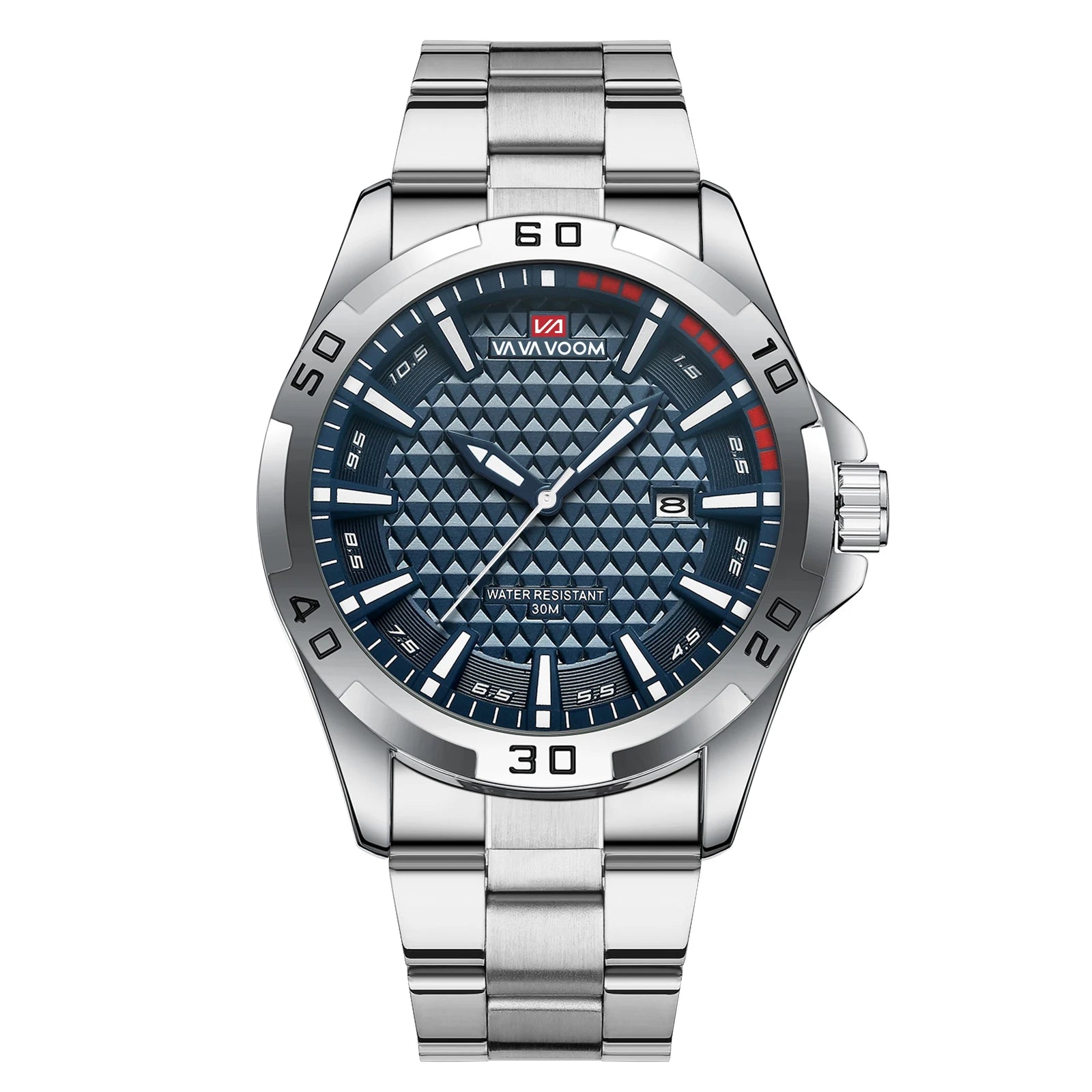 VA VA VOOM Mens Casual Sport Military Quartz Calendar Watches for Man Business Stainless Steel Waterproof Clock Relogio Masculin - Sun Studio