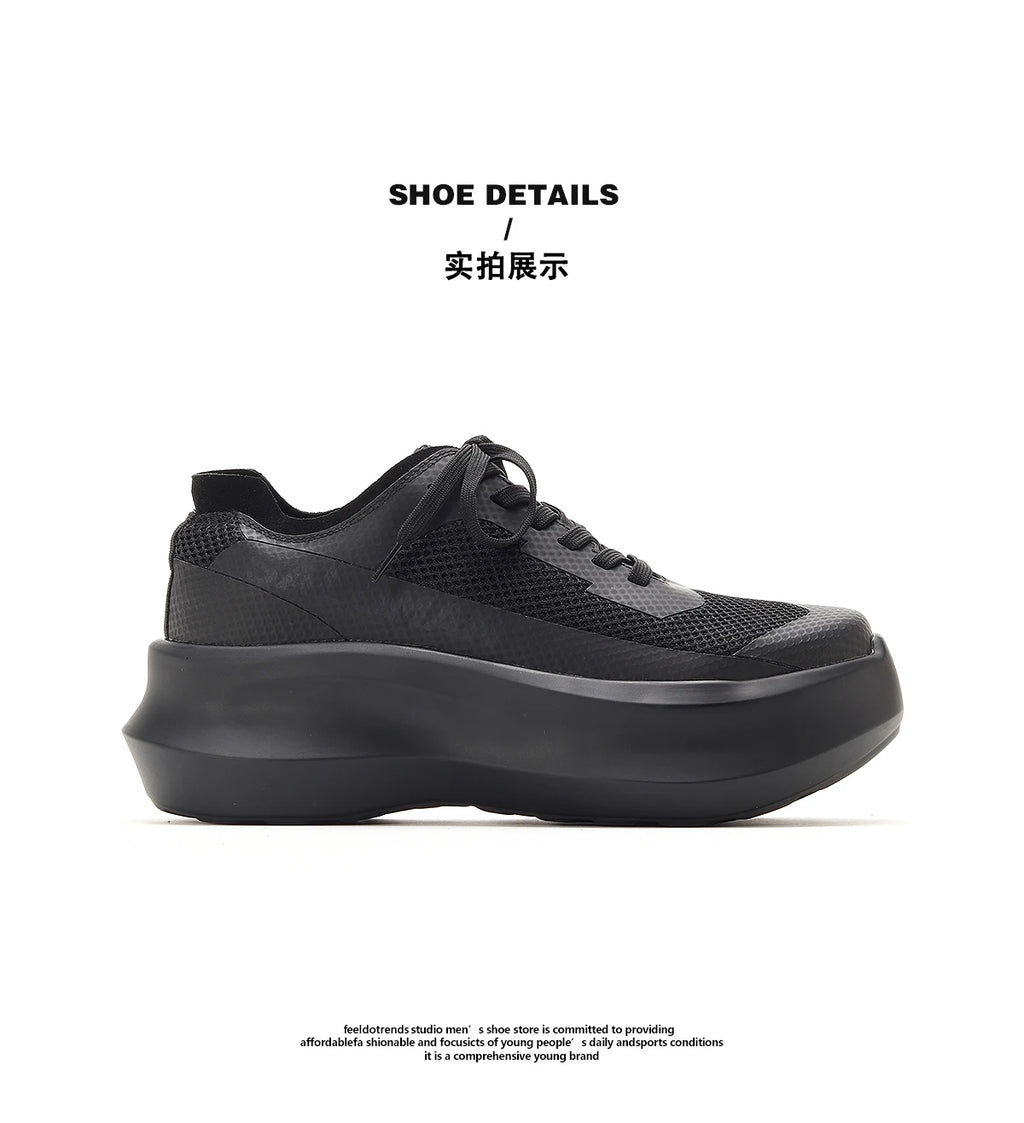 Summer New Mesh Shoes Men's Height 7CM Casual Breathable Dad Shoes Sponge Cake Shoes Thick Bottom Trendy Sports Shoes - Sun Studio