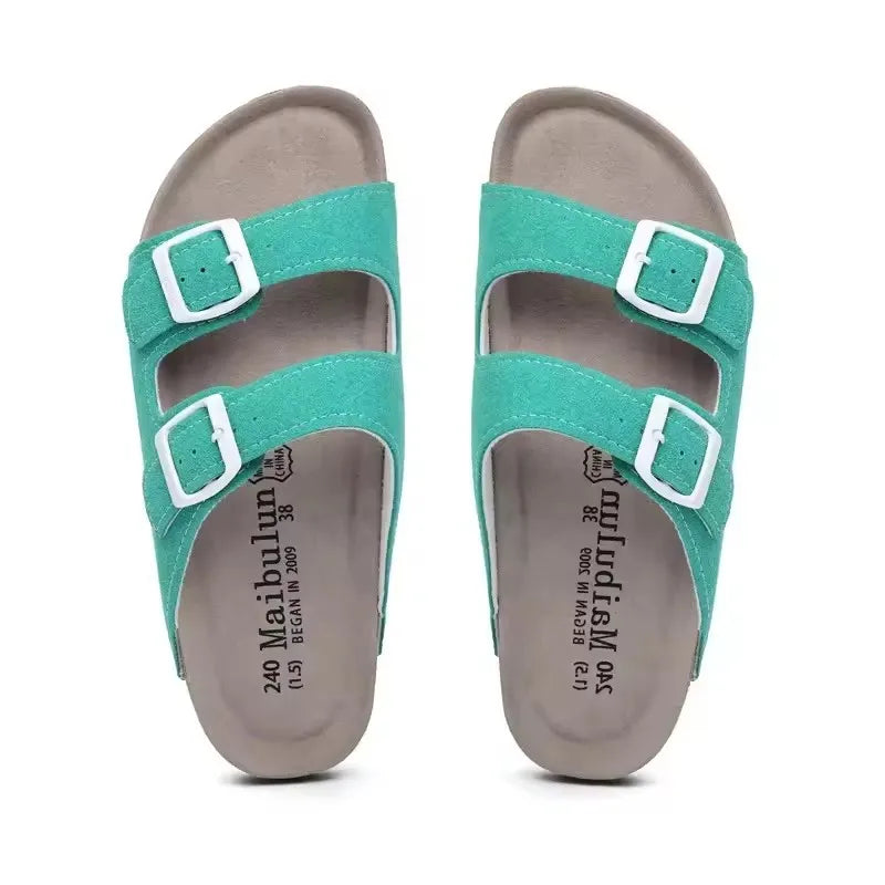Sommer Kunstwildleder Leder Kork Hausschuhe Flip-Flops Frauen Männer Unisex Retro Tragen Müller Hausschuhe Mode Freizeit Strand Sandalen