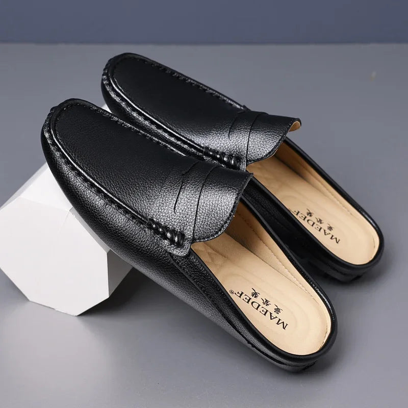 YRZL Loafers Summer Slip on Half Shoes for Men PU Leather Slippers Casual Breathable Comfy Loafers Moccasins Casual Shoes Men - Sun Studio