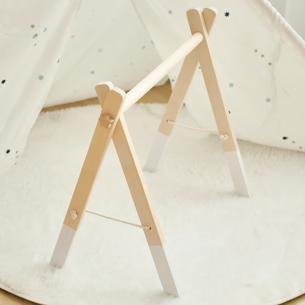 Foldable Baby Play Gym,0 Months Wooden Infant Activity Gym Hanging Toys Tool-Free Assembly Gym,Great for Newborn Development - Sun Studio