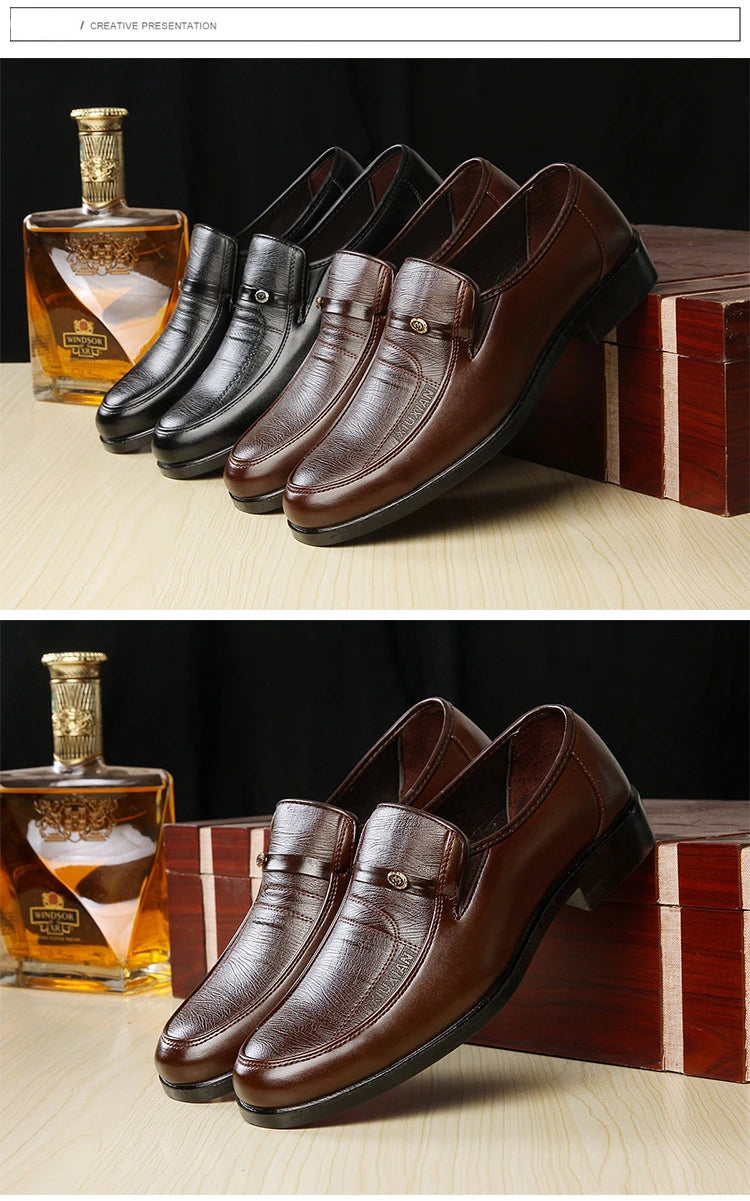 2024 New Leather Shoes for Men High Quality Business Men Dress Shoes comfortable Flats Oxford Breathable Men Party Wedding Shoes - Sun Studio