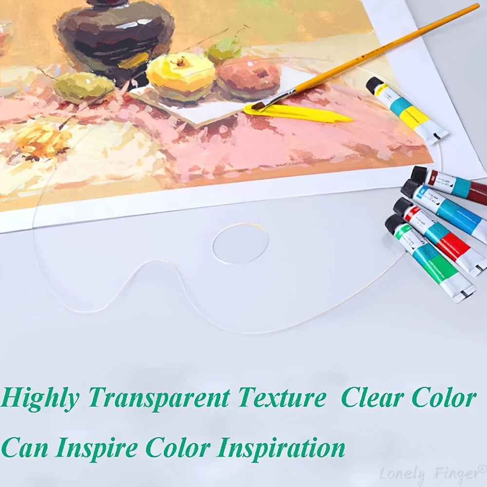 2/6 PCS Acrylic Paint Palette with Thumb Hole Clear, Easy Clean Artist Pallet for Oil Watercolor Craft DIY Art Painting Palette - Sun Studio