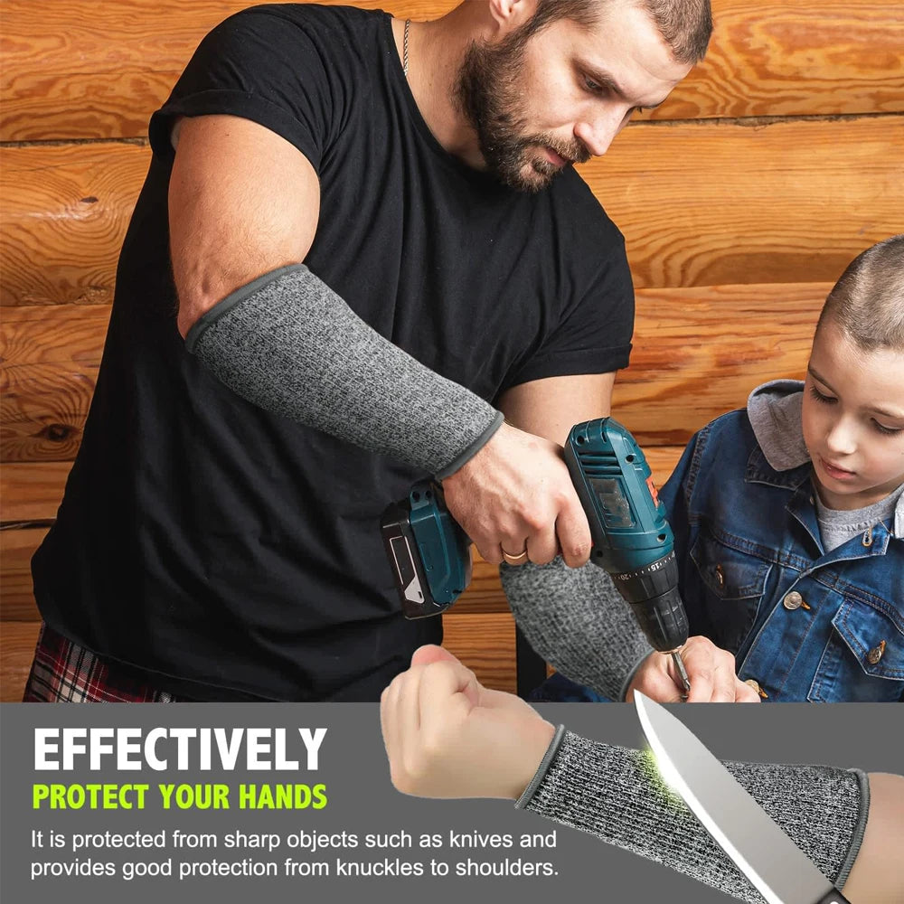1Pair Level 5 HPPE Cut Arm Sleeve,Cut Resistant Thumb Protector Sleeves,Resistant  Anti-Puncture Work Protection Arm Sleeve - Sun Studio