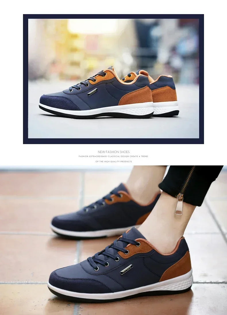 Leather Men Shoes Sneakers Trend Casual Shoe Comfortable Breathable Leisure Male Sneakers Non-slip Footwear Men Sports Shoes - Sun Studio