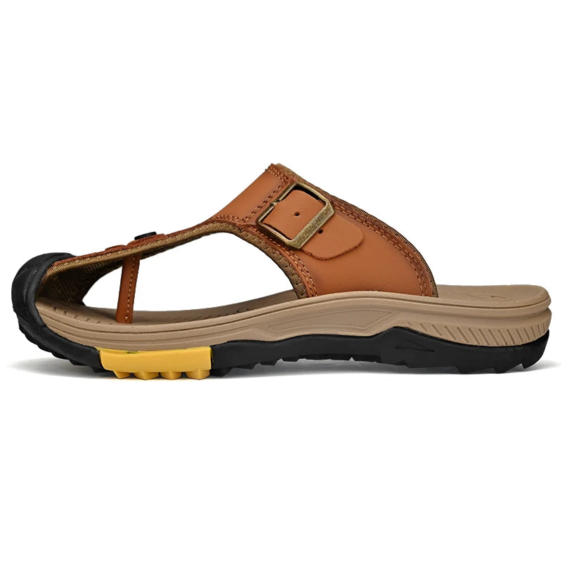 Echte Leder Sandalen Herren Atmungsaktive Sommerschuhe Mann Wasserdicht Outdoor Herren Sandalen Rutschfeste Strand Sandalen Fußbekleidung