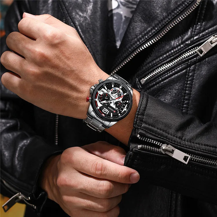 CURREN 8395 Men's Minimalist Large Dial Watch, Water-resistant Calendar Six-hand Multifunctional Quartz Watch - Sun Studio