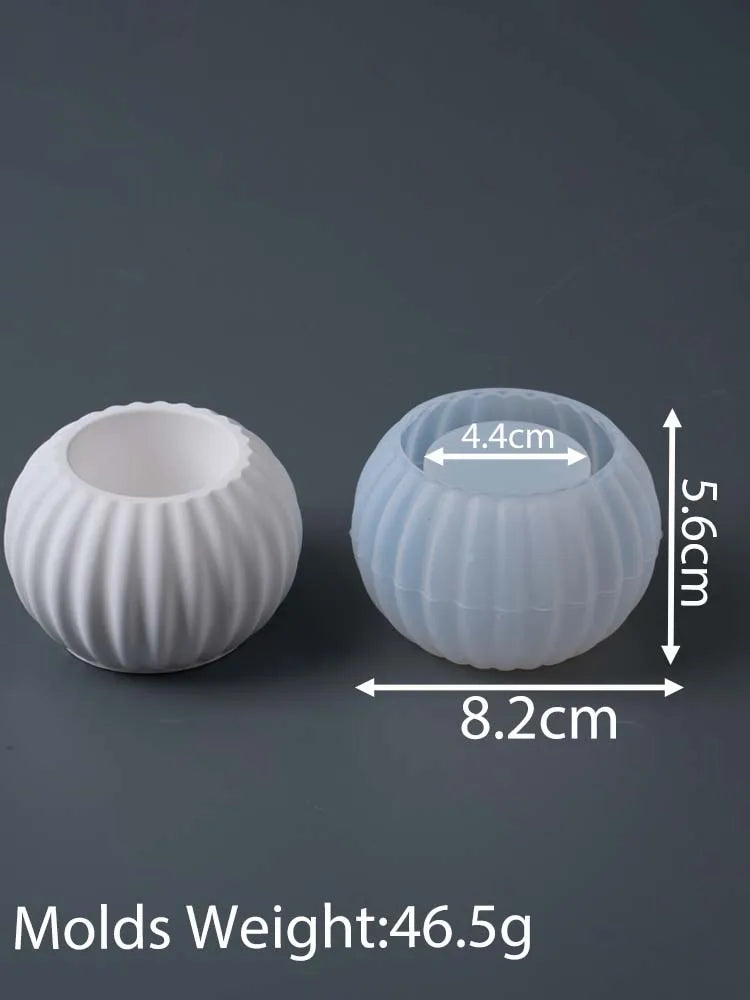 S/M/L Stripe Candle Cup Silicone Mold DIY Handmade Round Flowerpot Plaster Resin Candlestick Craft Casting Molds Home Decor - Sun Studio