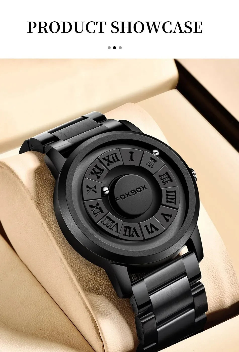 FOXBOX Men's Quartz Watch Fashion Personality Creative Scrolling Iron Ball Magnetic Pointer Waterproof for Male Watches Gift+Box - Sun Studio