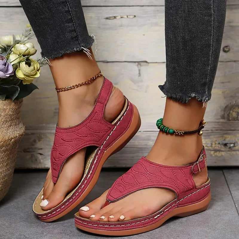 Women Summer Sandals Daily Outdoor Slope Heel Beach Roman Sandals Outdoor Anti-skid Open-toe Sandal for Girls Platform Shoes - Sun Studio