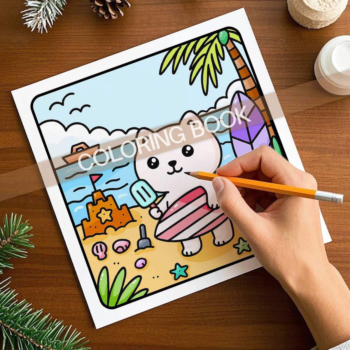 CUTE CAT Coloring Book for Adults Cute & Easy Patterns Cartoon Drawing Book Perfect Kids Creative Gift for Party and Birthday - Sun Studio