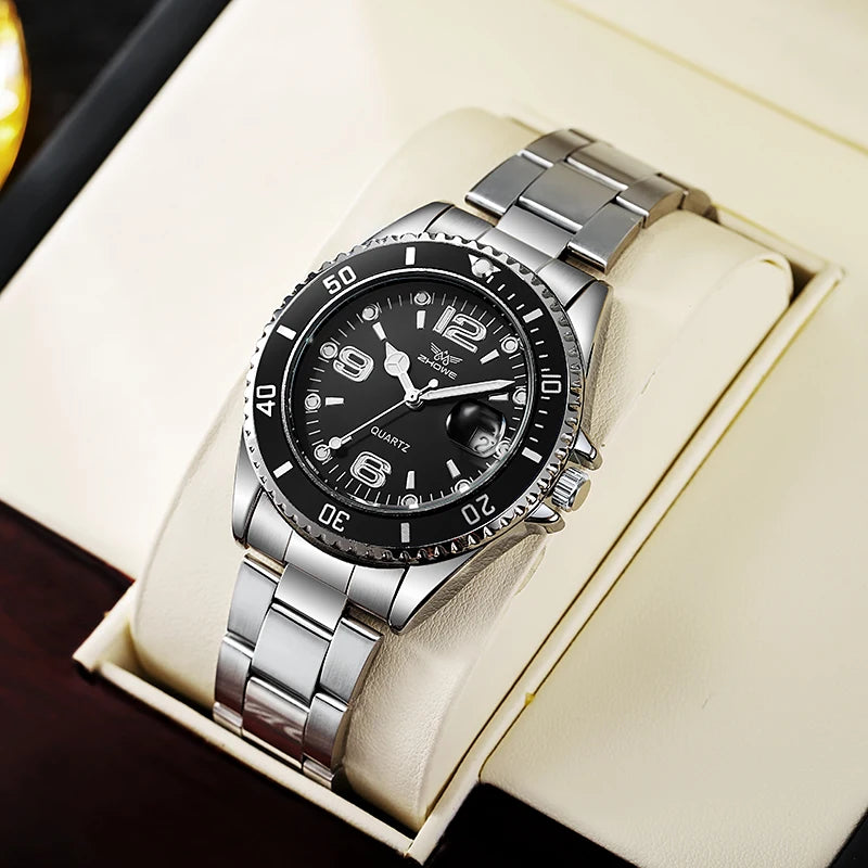 High Quality Top Brand Relogio Masculino Men Quartz Watches Fashion Calendar Stainless Steel Watch For Men Montre Homme 시계 - Sun Studio