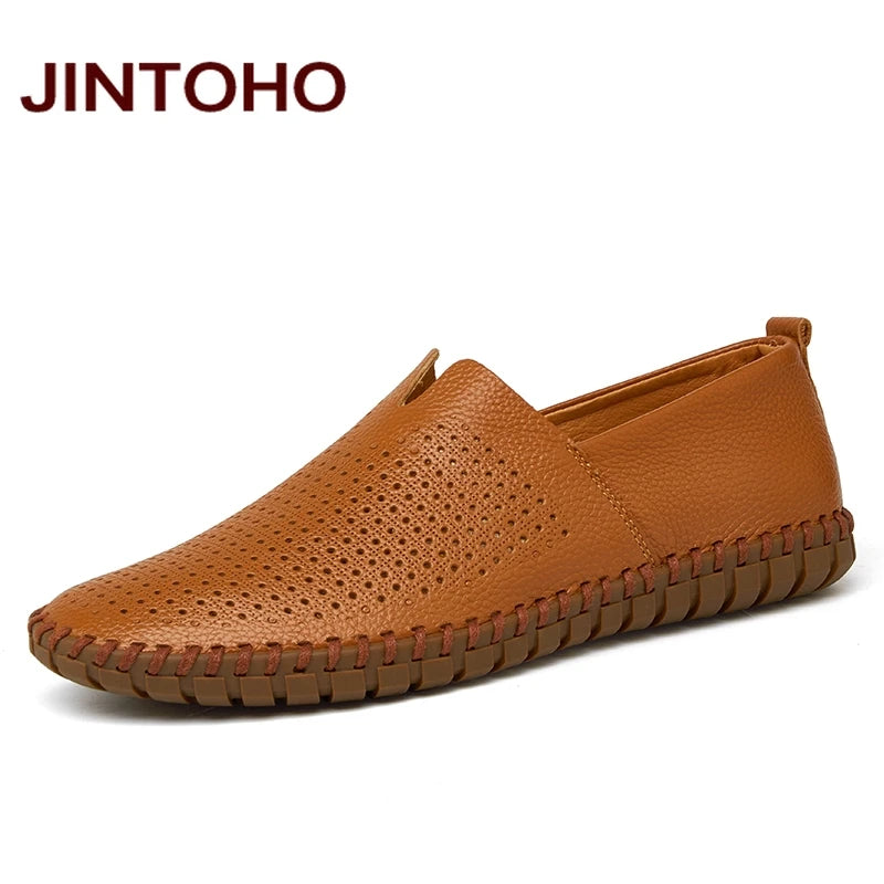 JINTOHO Große Größe Herren Echtes Leder Schuhe Slip-On Schwarze Schuhe Echtes Leder Mokassins Herren Schuhe Italienische Designer Schuhe