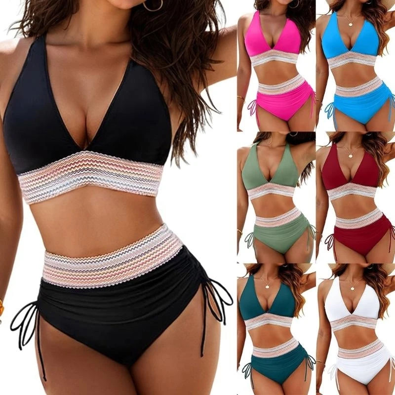 Women High Waist Swimsuit V Neck Push Up Swimsuit Tummy Controlled Swimwear Bathing Suit Stylish V Neck Swimming Costume - Sun Studio